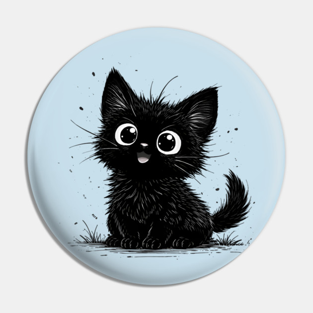 Adorable Black Kitten With Big Eyes Pin by Champanie's Store