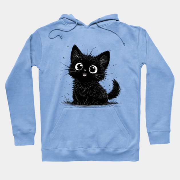 Adorable Black Kitten With Big Eyes Hoodie by Champanie's Store
