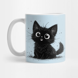 Adorable Black Kitten With Big Eyes Mug