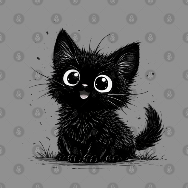 Adorable Black Kitten With Big Eyes by Champanie's Store