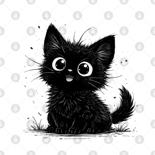 Adorable Black Kitten With Big Eyes by Champanie's Store