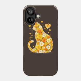 Blooming Cat With Yellow Flowers Phone Case