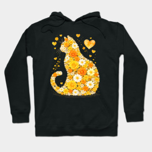 Blooming Cat With Yellow Flowers Hoodie