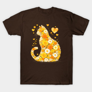 Blooming Cat With Yellow Flowers T-Shirt