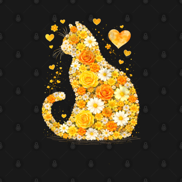 Blooming Cat With Yellow Flowers by Champanie's Store