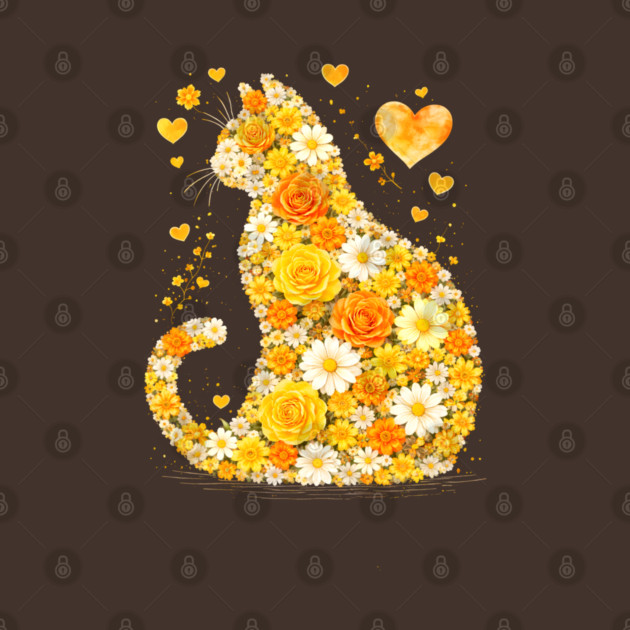 Blooming Cat With Yellow Flowers by Champanie's Store