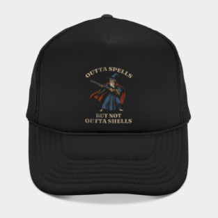 Outta Spells But Not Outta Shells Wizard Fantasy Meme Hat