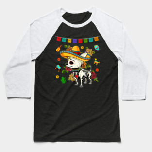De Los Muertos La Catrina Day Of The Dead Dog Sugar Skull Baseball T-Shirt