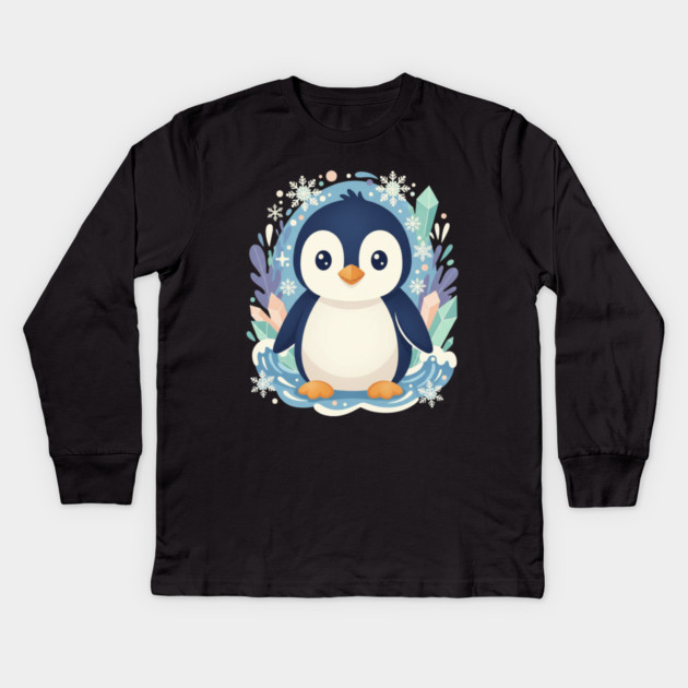 Penguin Kids Long Sleeve T-Shirt by Creatifly Graphic Tees