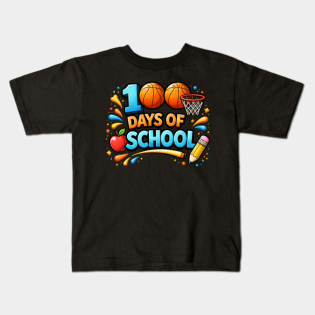 100 Days Of School Basketball Fun Teacher Appreciation Kids T-Shirt by ArtistTee ⭐⭐⭐⭐⭐