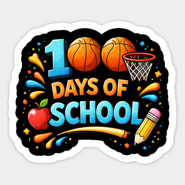 100 Days Of School Basketball Fun Teacher Appreciation Sticker by ArtistTee ⭐⭐⭐⭐⭐
