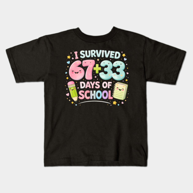 I Survived 67 + 33 Days Of School Elementary School Teacher Kids T-Shirt by ArtistTee ⭐⭐⭐⭐⭐