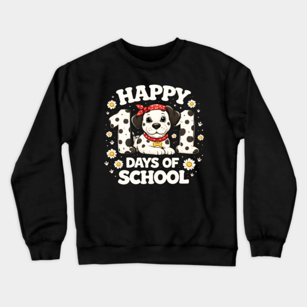Happy 101 Days Of School Dalmatian Dog Teacher Crewneck Sweatshirt by ArtistTee ⭐⭐⭐⭐⭐