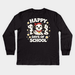 Happy 101 Days Of School Dalmatian Dog Teacher Kids Long Sleeve T-Shirt