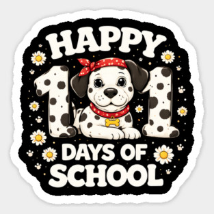 Happy 101 Days Of School Dalmatian Dog Teacher Sticker