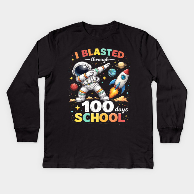 I Blasted Through 100 Days School for Students Kids Long Sleeve T-Shirt by ArtistTee ⭐⭐⭐⭐⭐
