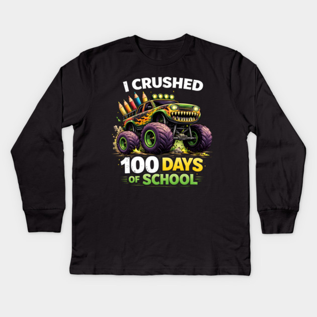 I Crushed 100 Days Of School Teacher Kids Long Sleeve T-Shirt by ArtistTee ⭐⭐⭐⭐⭐