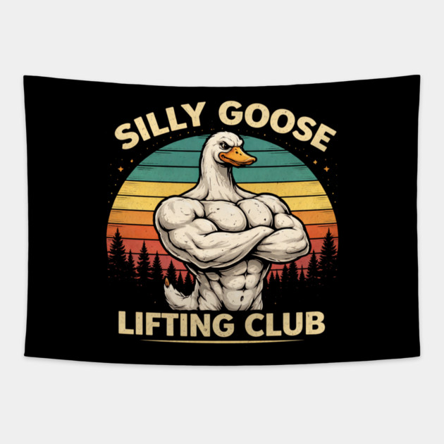 Silly Goose Lifting Club For Fitness Enthusiasts Tapestry by ArtistTee ⭐⭐⭐⭐⭐