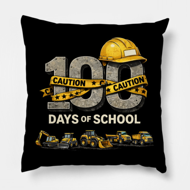 100 Days Of School Construction Worker Elementary School Pillow by ArtistTee ⭐⭐⭐⭐⭐