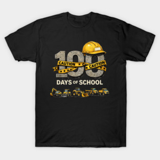 100 Days Of School Construction Worker Elementary School T-Shirt