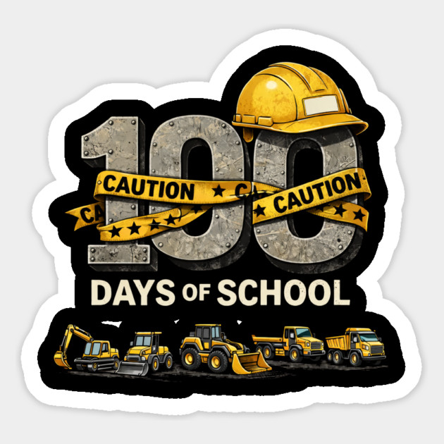 100 Days Of School Construction Worker Elementary School Magnet by ArtistTee ⭐⭐⭐⭐⭐