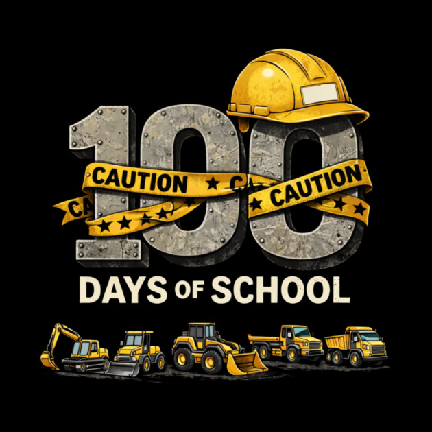 100 Days Of School Construction Worker Elementary School by ArtistTee ⭐⭐⭐⭐⭐