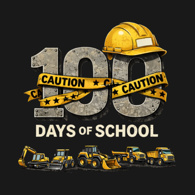 100 Days Of School Construction Worker Elementary School by ArtistTee ⭐⭐⭐⭐⭐