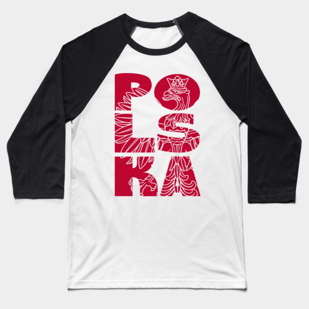 Polska Eagle Polish Heritage Cultural Pride Baseball T-Shirt by Anticorporati