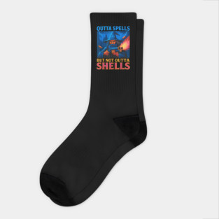 Outta Spells But Not Outta Shells Wizard Fantasy Socks