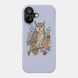 Vintage Botanical Great Horned Owl Phone Case
