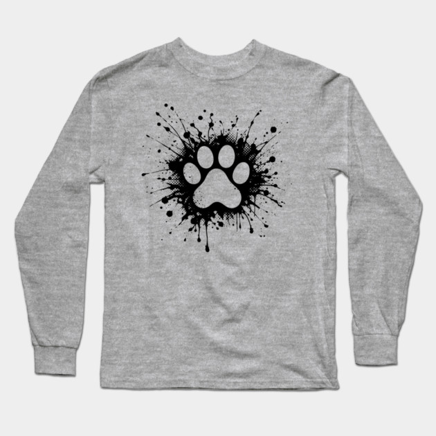 Cute Cat Paw Print Long Sleeve T-Shirt by Champanie's Store