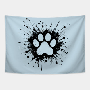 Cute Cat Paw Print Tapestry