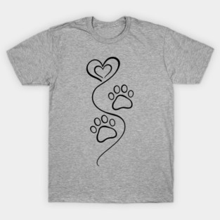 Love Paw Print Line Art T-Shirt
