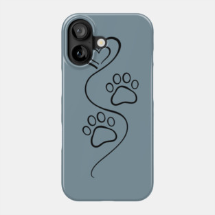 Love Paw Print Line Art Phone Case