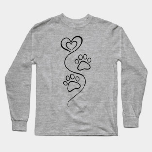Love Paw Print Line Art Long Sleeve T-Shirt