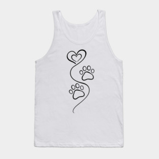 Love Paw Print Line Art Tank Top