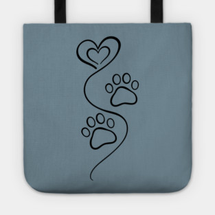 Love Paw Print Line Art Tote