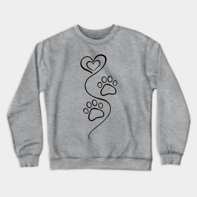 Love Paw Print Line Art Crewneck Sweatshirt by Champanie's Store
