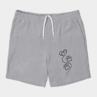 Love Paw Print Line Art Shorts
