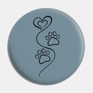 Love Paw Print Line Art Pin