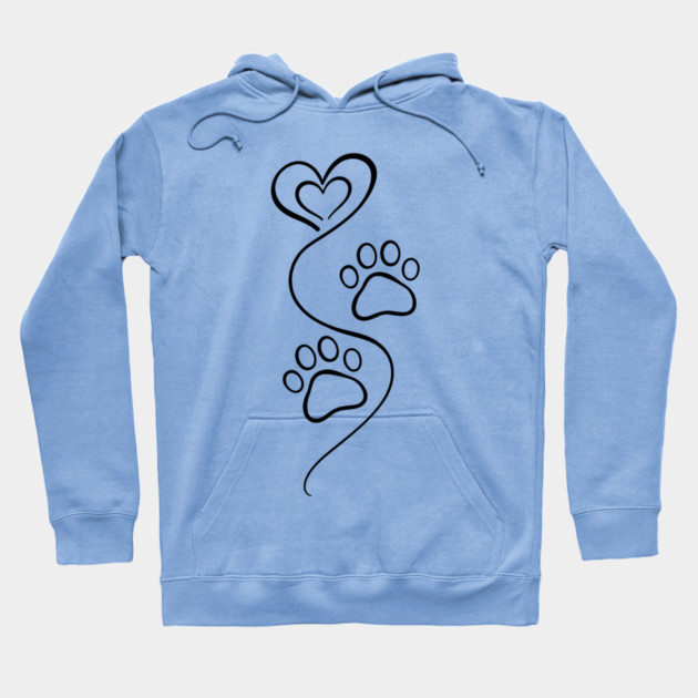 Love Paw Print Line Art Hoodie by Champanie's Store