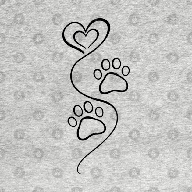 Love Paw Print Line Art by Champanie's Store
