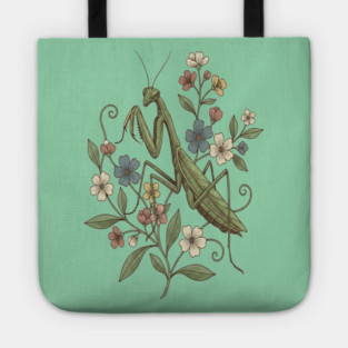 Praying Mantis Botanical Design Tote