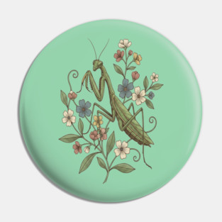 Praying Mantis Botanical Design Pin