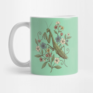 Praying Mantis Botanical Design Mug