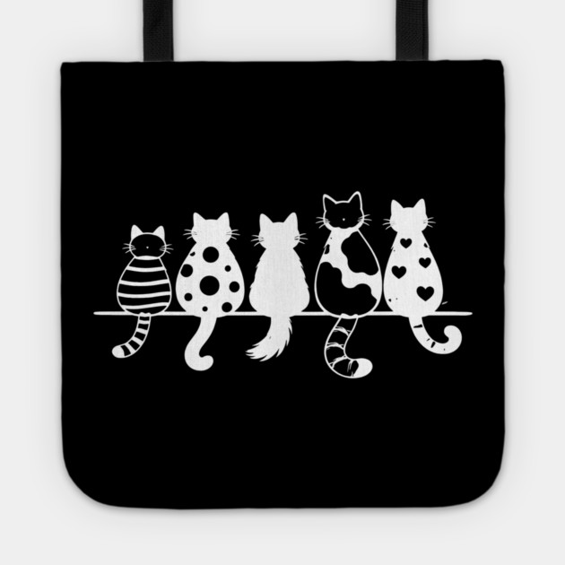 Cute Pattern Cats Line Art Tote by Champanie's Store