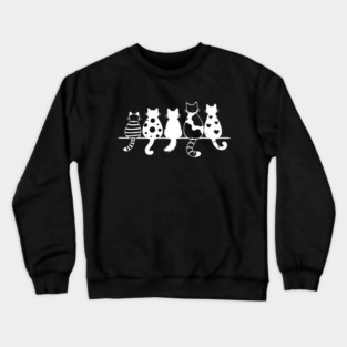 Cute Pattern Cats Line Art Crewneck Sweatshirt