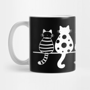 Cute Pattern Cats Line Art Mug