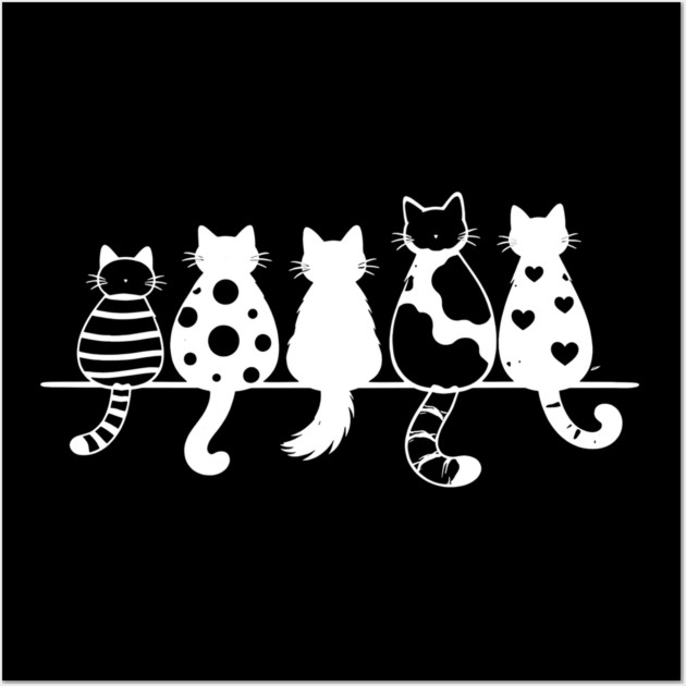 Cute Pattern Cats Line Art Wall Art by Champanie's Store