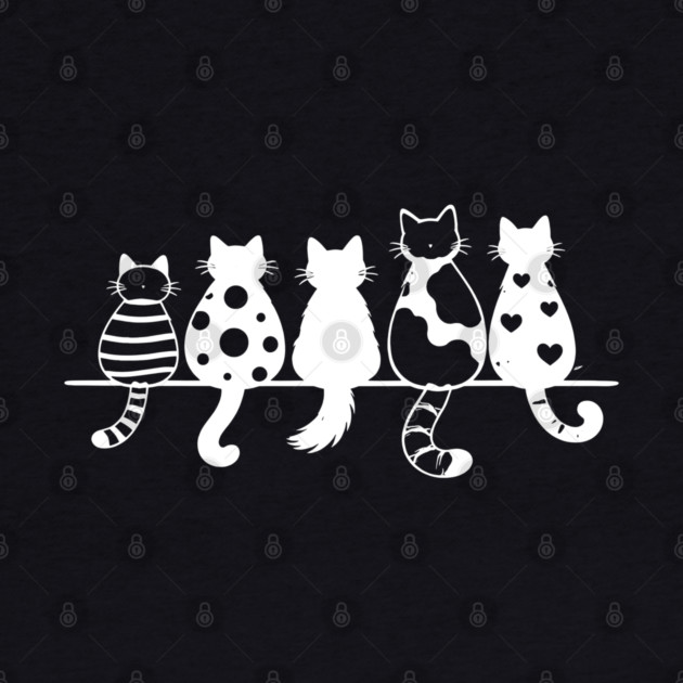 Cute Pattern Cats Line Art by Champanie's Store